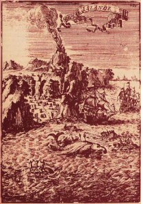 Myndskreyting frá 17. öld - baskneskir hvalveiðimenn undan Vestmannaeyjum